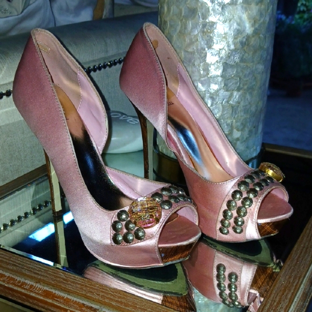 Bakers Pink Stiletto Heels with Crystal Embellishments